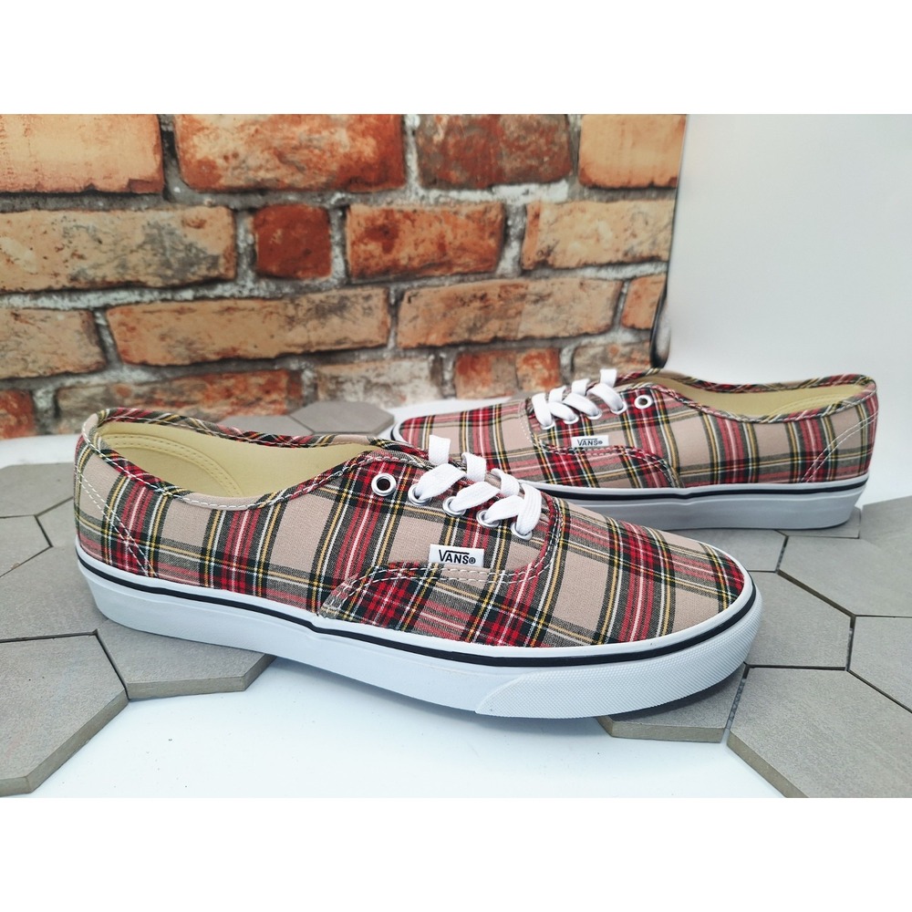Vans Authentic British Plaid Red Khaki Men 10.5 Tartan Canvas Skate Sneaker Rare